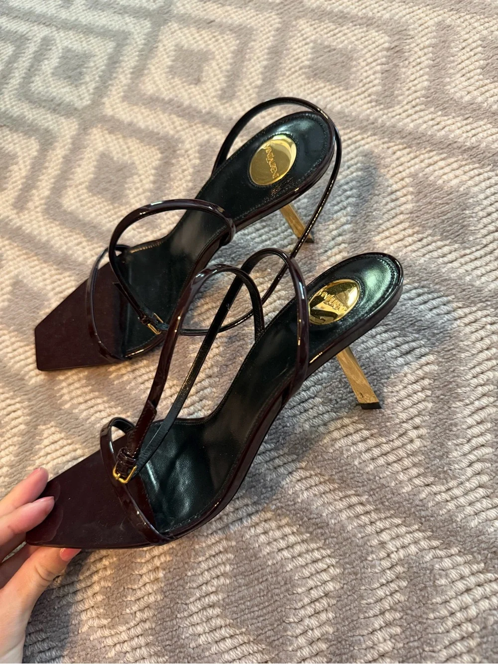 Saint Laurent Lee Sandal Glazed Leather Kitten Heel - Picture 2 of 10